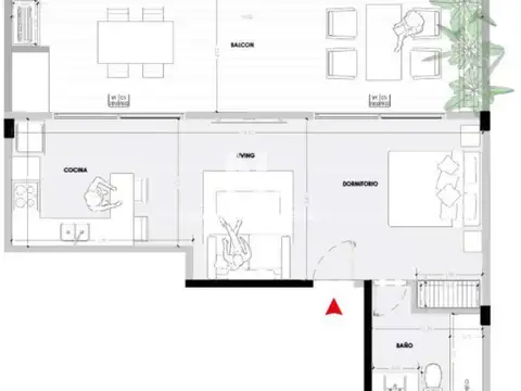 Departamento Monoambiente con 1 baño