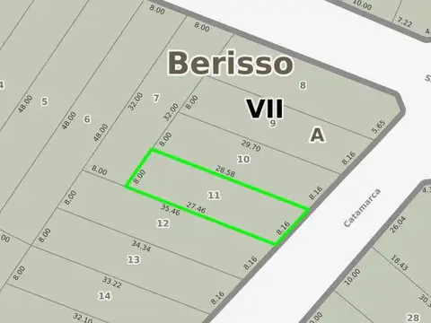 Terreno en Venta 8  mts Frente