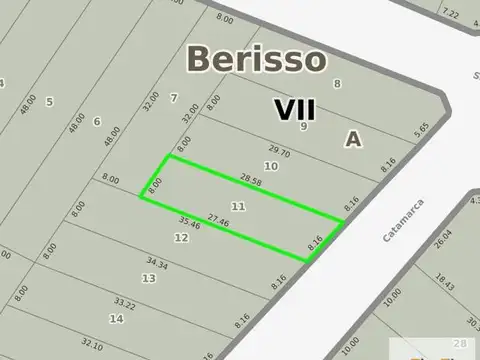 Terreno en Venta 8  mts Frente