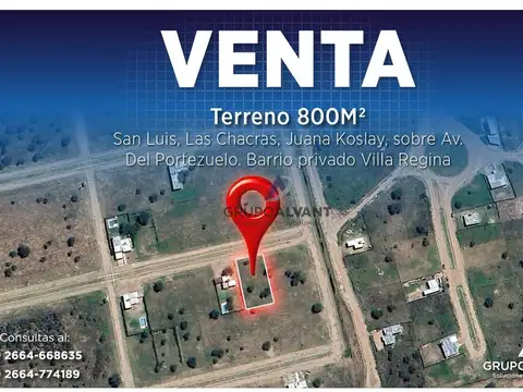 VENTA Terreno 800 m2. Villa Regina