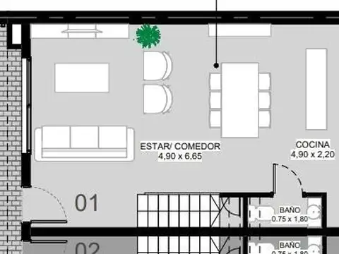 Departamento 4 ambientes con 2 baños