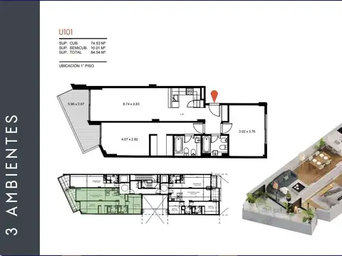 Departamento en Venta Apto profesional