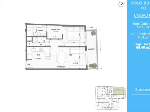 Departamento en Venta de 2 ambientes