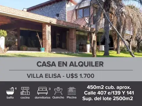 Casa en alquiler en Villa elisa
