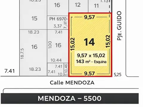 “Lote en Corredor Mendoza – Esquina apta desarrollo PB   6”   Barrio Azcuénaga