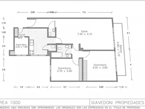 Departamento 3 ambientes con 2 baños