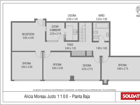 Oficina 5 ambientes con 2 baños