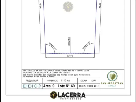 Lote 1100 mts Area 9 Lote 69 en San Sebastian