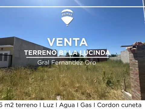 VENTA TERRENO BARRIO LA LUCINDA I FDEZ ORO