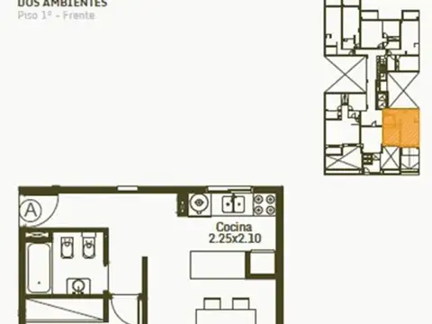 Departamento en Venta de 1 dormitorio