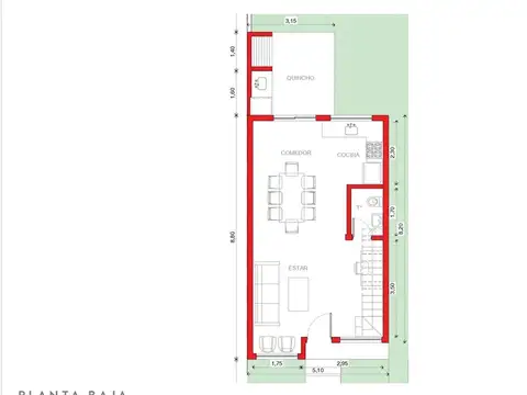 Casa 3 ambientes con 2 baños