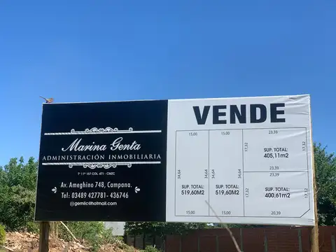 Terreno en Venta 34,64  mts Fondo