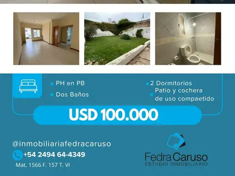 Departamento 2 dormitorios en pleno centro de Tandil con patio y espacio para auto.
