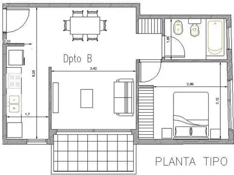 EXCELENTE Y AMPLIO 2 AMB. AL FRENTE 4 años AV. ALBERDI