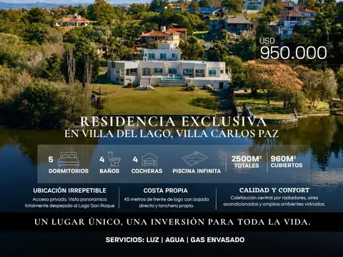 Venta Exclusiva Propiedad Con Costa Propia Bajada Directa Al Lago En Villa Del Lago