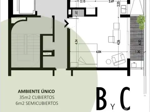Departamento en Venta de Monoambiente
