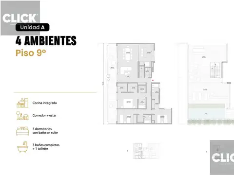Departamento en Venta de 3 ambientes