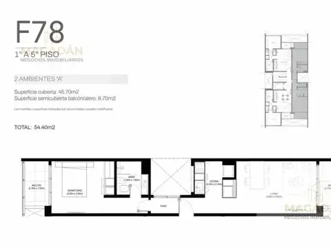Departamento en Venta de 1 dormitorio