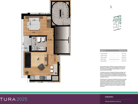 XINTEL(VEN-VEN-118) Venta Apartamento 1 dormitorio - Ventura 2025