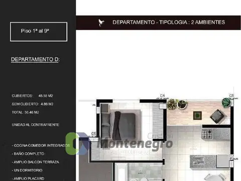 Departamento en Venta de 2 ambientes