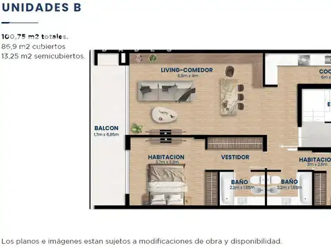 Departamento 3 ambientes con 2 baños