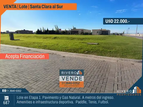 Venta Lote Santa Clara al Sur Financiado Gas Natural Pavimento