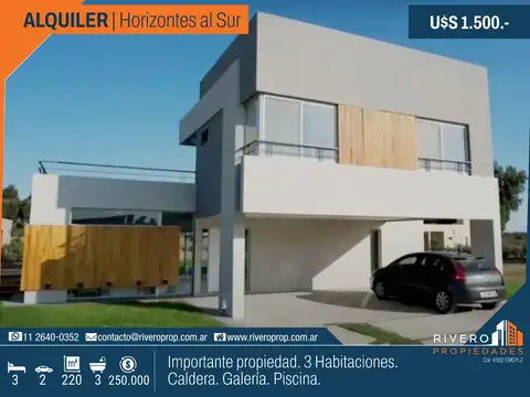 Alquiler Casa - 3 habitaciones en Suite - Piscina - Horizontes al Sur