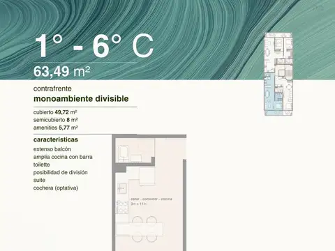 Venta Departamento en Proyecto - Monoambiente divisible/ 2 ambientes - SAAVEDRA NUÑEZ
