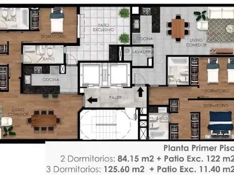 Departamento 3 ambientes con 1 baño