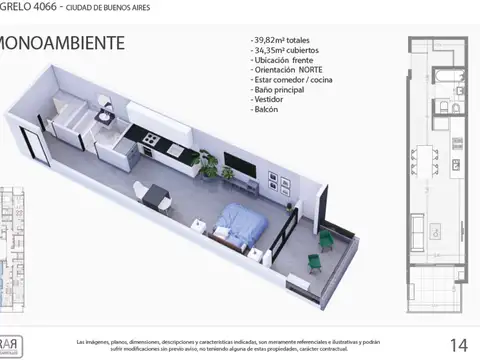 Departamento en Venta de Monoambiente