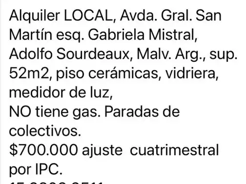 Local en Alquiler en Ingeniero Adolfo Sourdeaux, Partido de Malvinas Argentinas