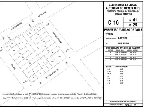 Terreno en Venta en Belgrano, USD 250.000