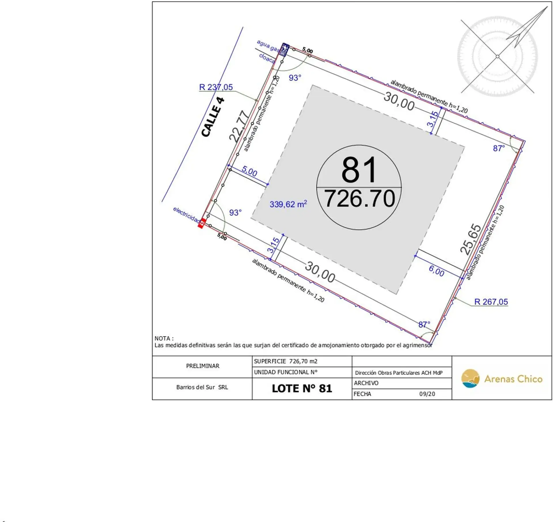 Venta | Exclusivo lote de 726 m² en Arenas Chico