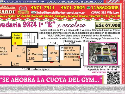SE AHORRA LA CUOTA DEL GYM Cómodo 2 amb. al fte + balcón