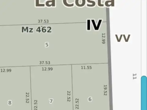 Terreno en Venta 12,99  mts Frente