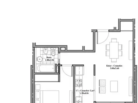 Departamento en Venta de 1 dormitorio