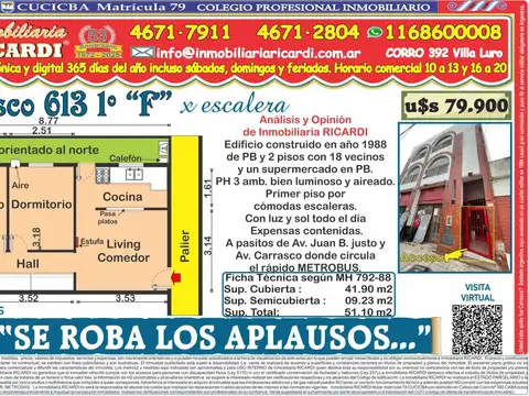 SE ROBA LOS APLAUSOS.. 3 amb. PH 1º x esc gran balcon 