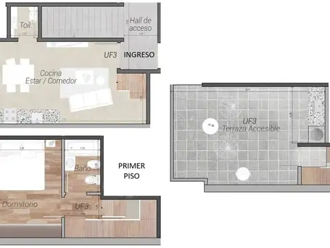 Depto Tipo Casa en Venta de 2 ambientes