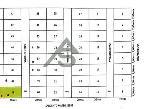 Terreno en Venta 20  mts Fondo