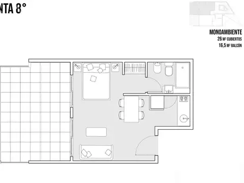 Departamento Monoambiente con 1 baño