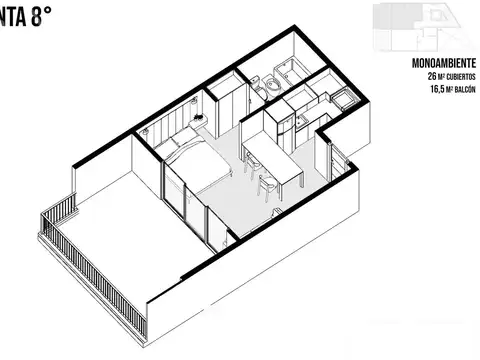 Departamento en Venta de 1 dormitorio