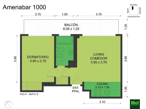 Amenabar 1000, Piso 8