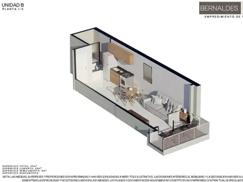 Departamento en Venta de 1 dormitorio