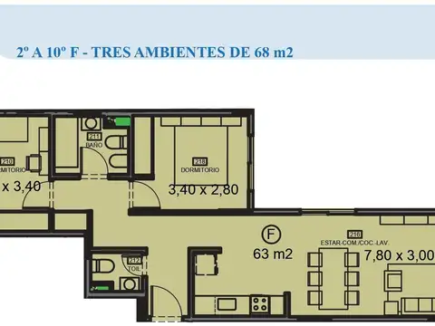 Departamento en Venta de 2 ambientes