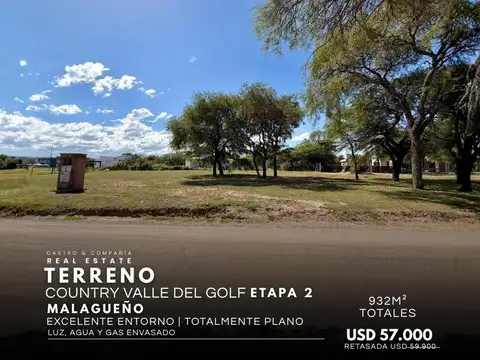 Venta Lote De 932 m2 En Barrio Privado Valle Del Golf, Malagueño