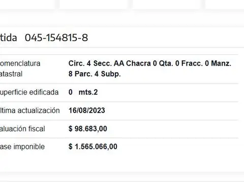 Terreno en Venta en Ruta 88, USD 44.900