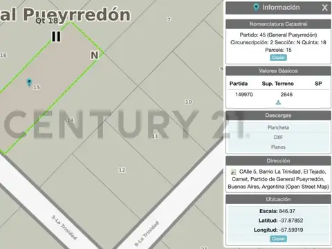 Terreno en Venta 29,40  mts Fondo