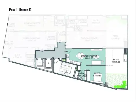 Departamento 2 ambientes con 1 baño