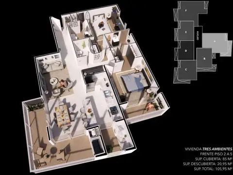 Departamento 4 ambientes al frente en POZO