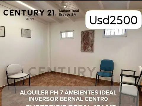 ALQUILER PH 7 AMBIENTES APTO PROFESIONAL - BERNAL CENTRO